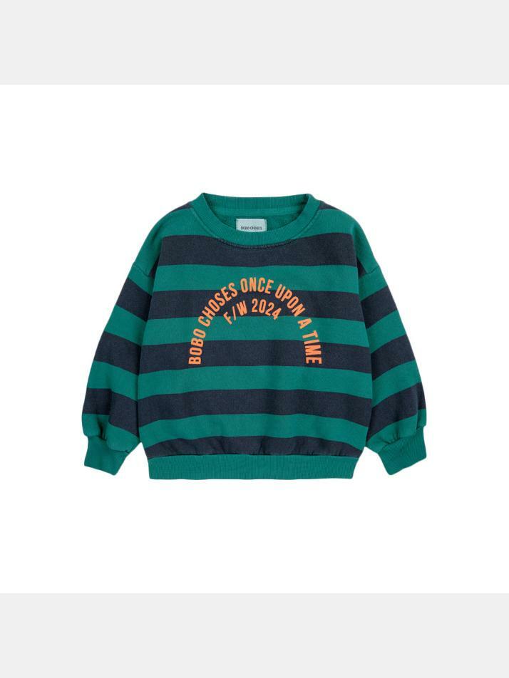 [보보쇼즈] 24FW 키즈 서클로고 스트라이프 맨투맨 B224AC043 401