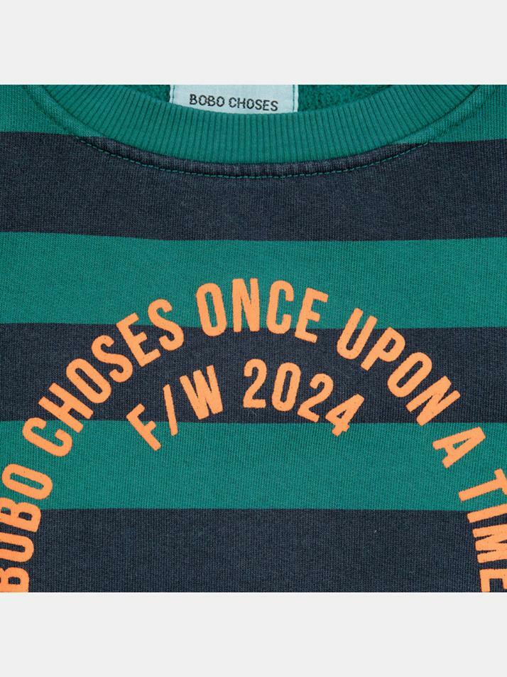 [보보쇼즈] 24FW 키즈 서클로고 스트라이프 맨투맨 B224AC043 401