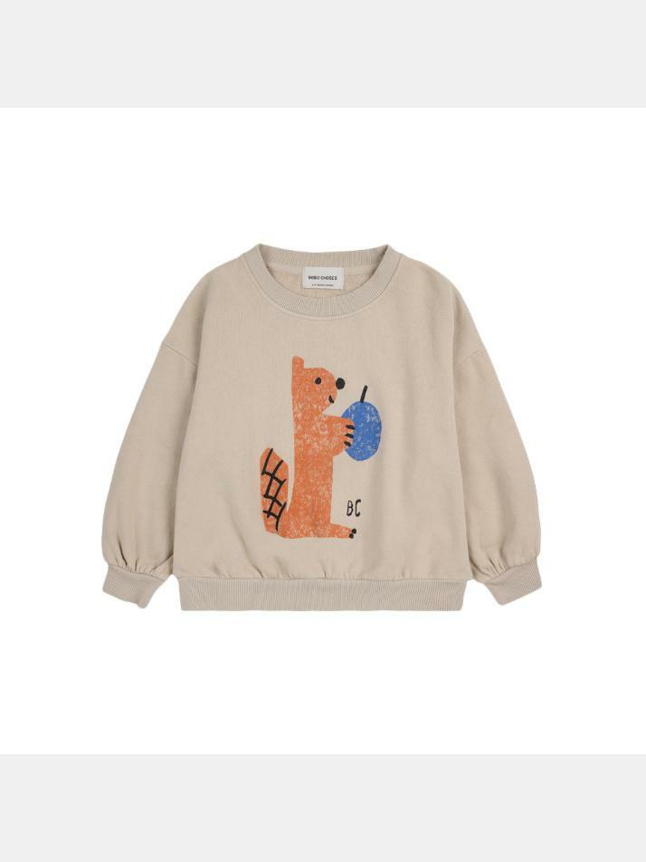 [보보쇼즈] 24FW 키즈 스쿼럴 로고 맨투맨 베이지 B224AC047 231