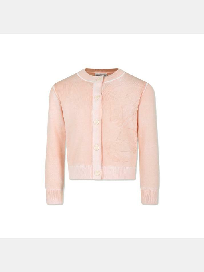 [버버리] 24FW 키즈 기사 버튼 가디건 더스티핑크 8087221