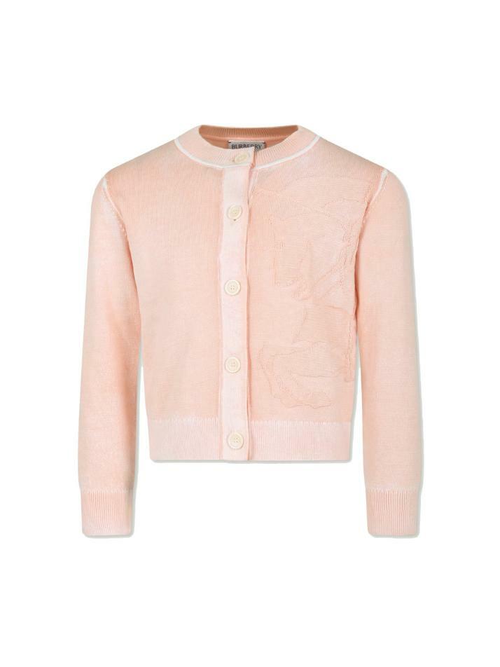 [버버리] 24FW 키즈 기사 버튼 가디건 더스티핑크 8087221