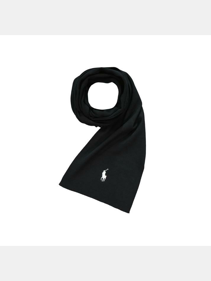 [랄프로렌] 24FW 화이트 포니 자수 머플러 블랙 710886139 005