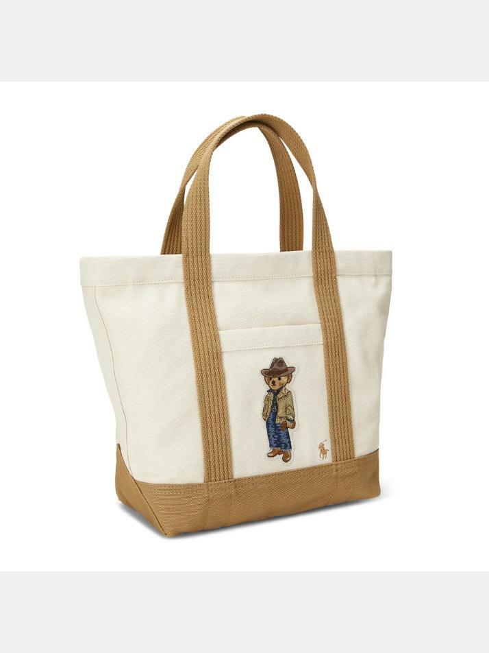 [랄프로렌] 24FW 베어 자수 로고 토트백 에쿠르/탄 428942252 001