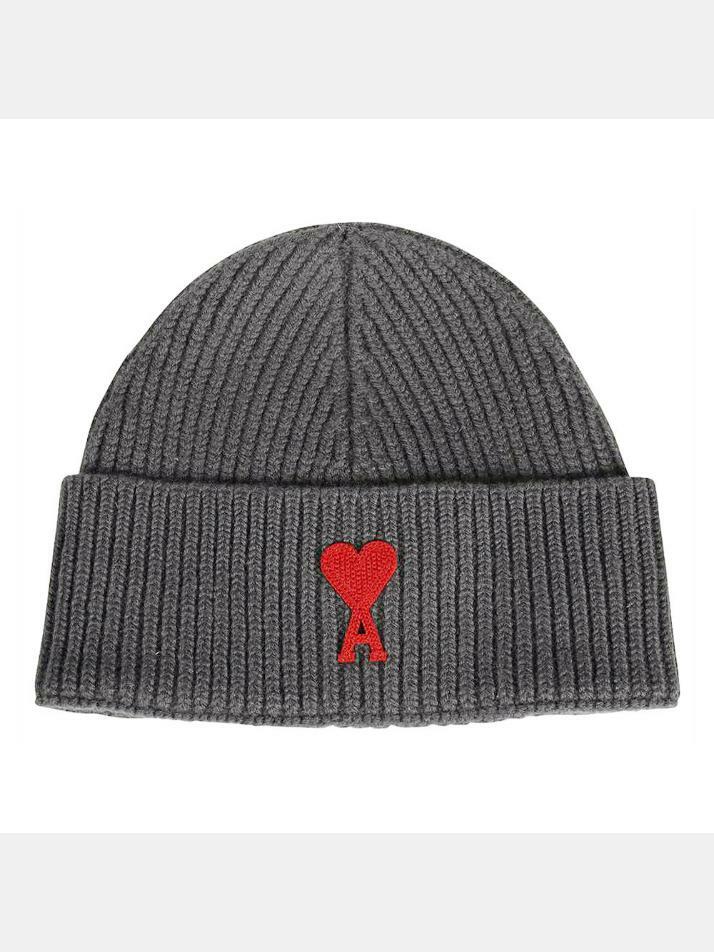 [아미] 24FW 하트 로고 울 비니 다크그레이 UHA235 018 084