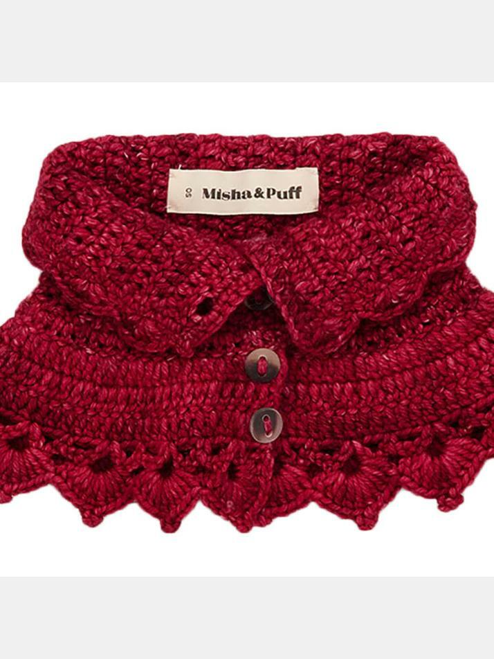 [미샤앤퍼프] 24FW 키즈 크로셰 버튼 카라 베리 MP175010 608