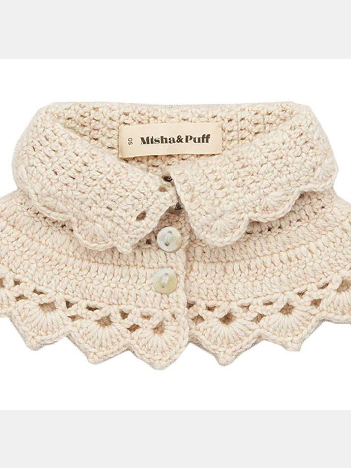 [미샤앤퍼프] 24FW 키즈 크로셰 버튼 카라 아이보리 MP175010 298