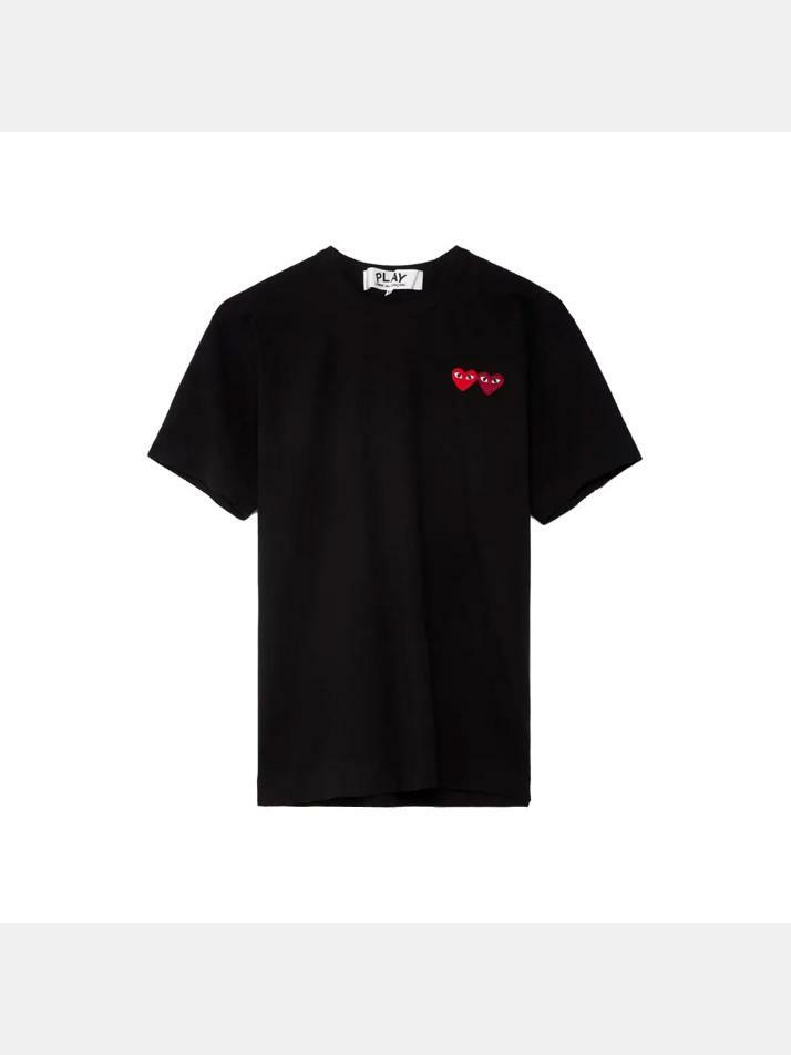 [꼼데가르송] 25SS 더블 하트 와펜 티셔츠 블랙 AX-T226-051-1
