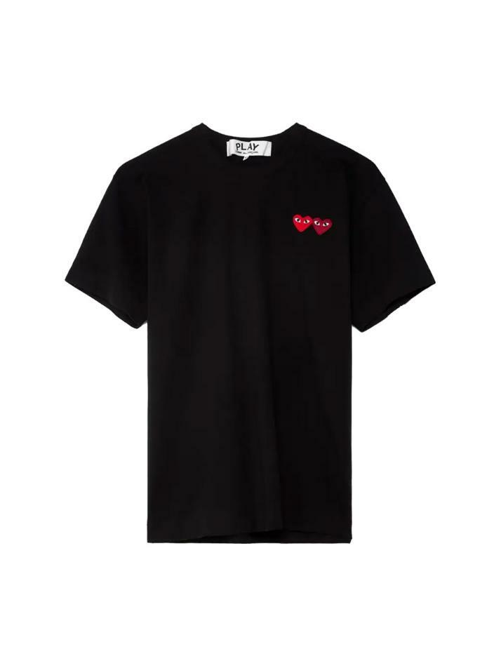 [꼼데가르송] 25SS 더블 하트 와펜 티셔츠 블랙 AX-T226-051-1