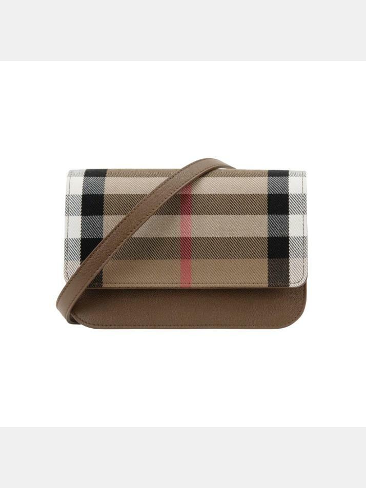 [버버리] 25SS 메디슨 체크 플랩 크로스백 브라운 8084492