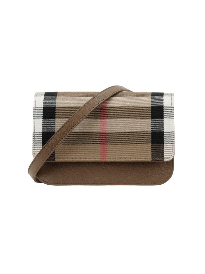 [버버리] 25SS 메디슨 체크 플랩 크로스백 브라운 8084492