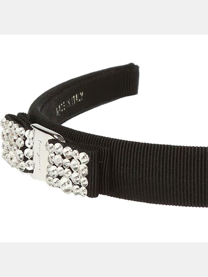 [페라가모] 25SS 바라 크리스탈 헤어밴드 블랙 34-7581 0713034