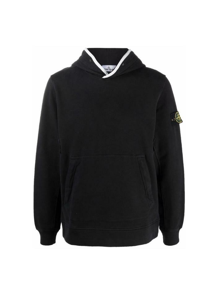 [스톤 아일랜드] 14주년 와펜 기모 후드티 블랙 751560620 V0029