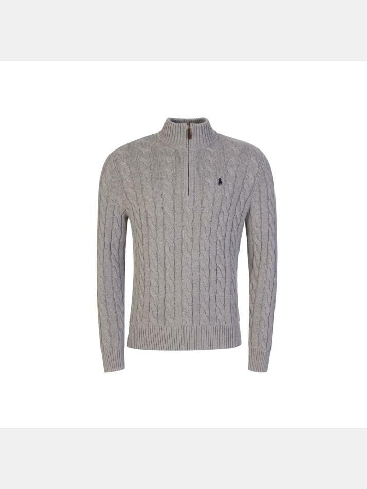 [랄프로렌] 25SS 포니 자수 케이블 반집업 니트 710810841 002