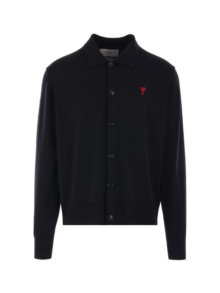 [아미] 25SS 하트 로고 자수 폴로 가디건 HKC211 KN0025 001