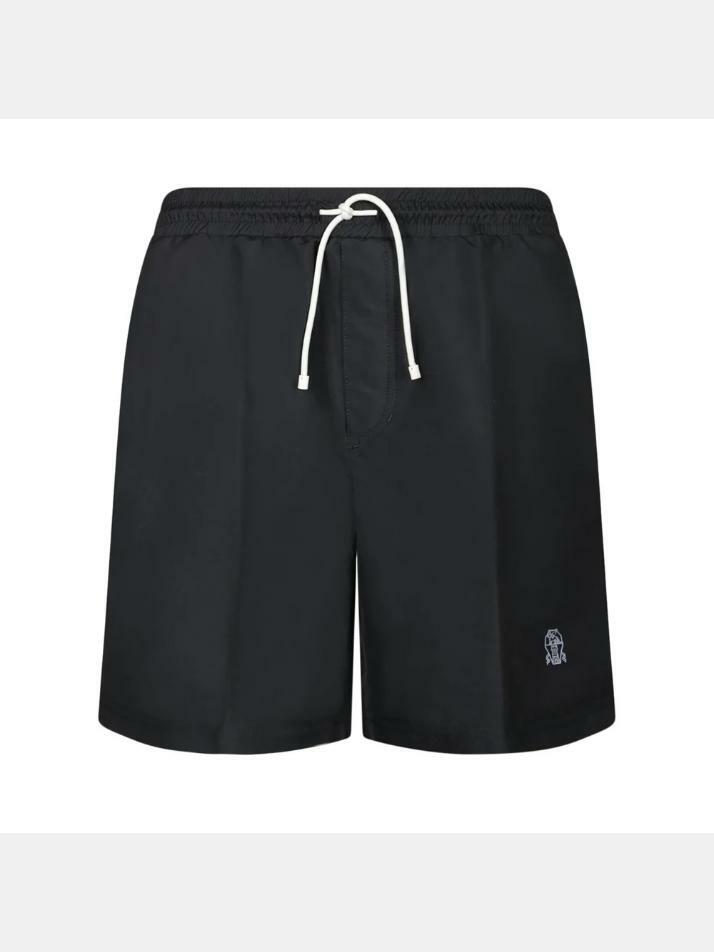 [브루넬로 쿠치넬리] 25SS 로고 스윔 숏팬츠 블랙 MW817043 C101