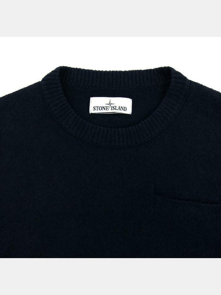 [스톤 아일랜드] 14주년 와펜 포켓 니트 네이비 6815523B5 V0020