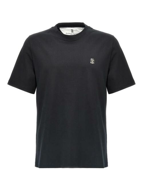 [브루넬로 쿠치넬리] 25SS 로고 자수 티셔츠 블랙 M0B137444G C101