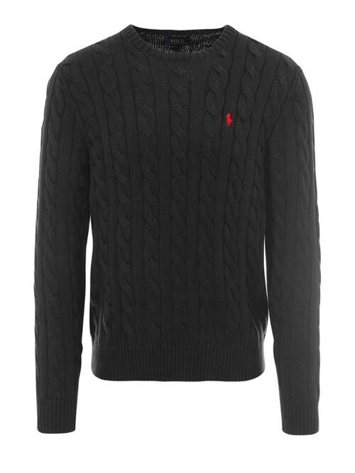 [랄프로렌] 25FW 포니 자수 케이블 니트 블랙 710775885 012