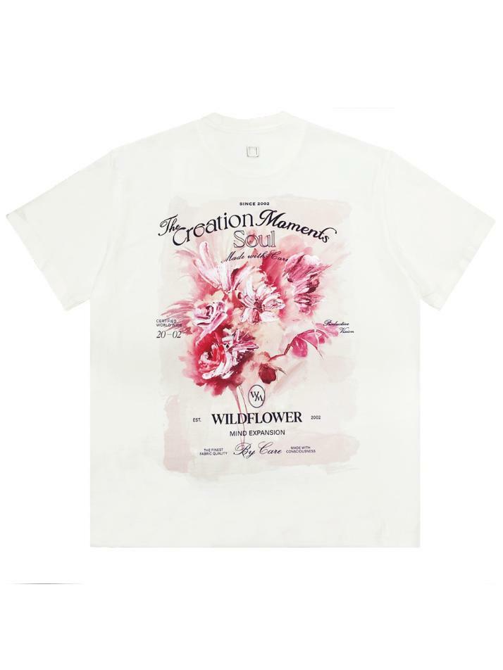[우영미] 25SS 플라워 백로고 티셔츠 아이보리 W251TS06 761I