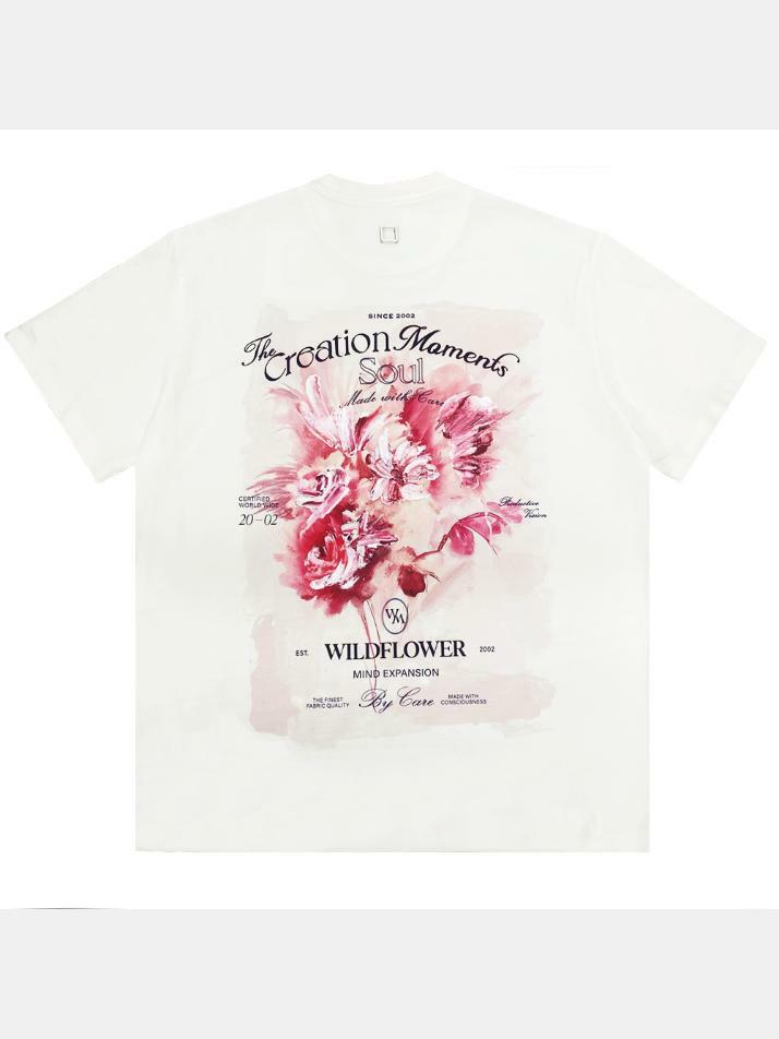 [우영미] 25SS 플라워 백로고 티셔츠 아이보리 W251TS06 761I