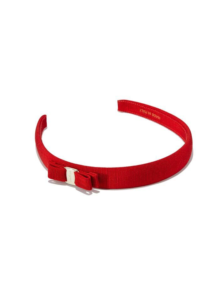 [페라가모] 25FW 금장 바라 리본 헤어밴드 레드 34-0086 0430315