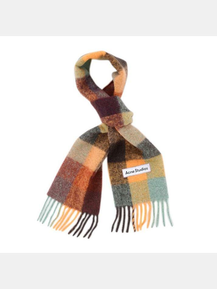 [아크네스튜디오] 25FW 시그니처 로고 패치 체크 머플러 멀티 CA0084 BO9