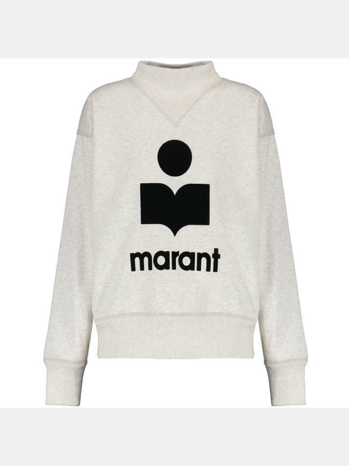 [ISABEL MARANT] 25FW 모비 MOBY 벨벳 로고 맨투맨 에쿠르 SW0003FA A1M07E 23EC