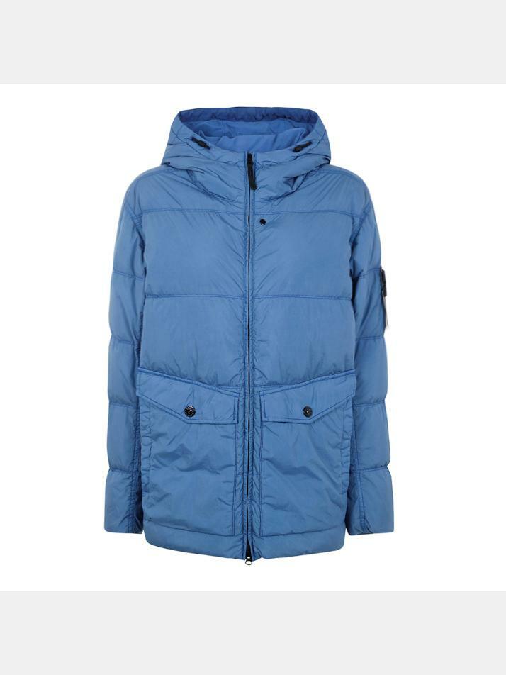 [스톤 아일랜드] 25FW 가먼트다이 크링클랩스 후드 패딩자켓 스틸블루 K2S15 4100011 S0A23 V002B