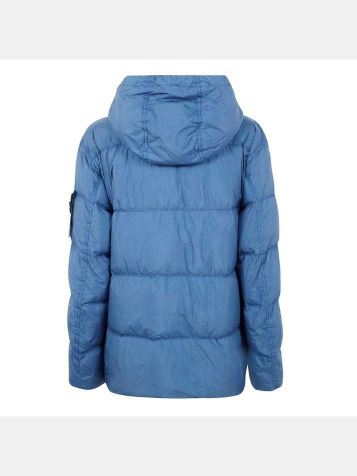 [스톤 아일랜드] 25FW 가먼트다이 크링클랩스 후드 패딩자켓 스틸블루 K2S15 4100011 S0A23 V002B