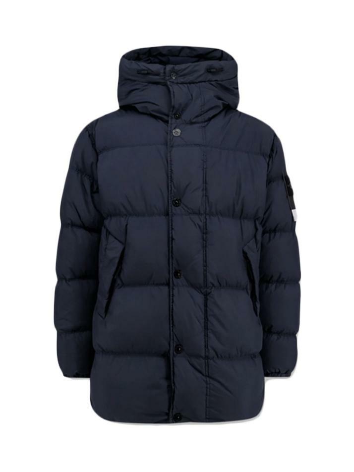 [스톤 아일랜드] 25FW 와펜 가먼트다이 크링클랩스 후드 패딩자켓 네이비 K2S15 4100012 S0A23 V0020