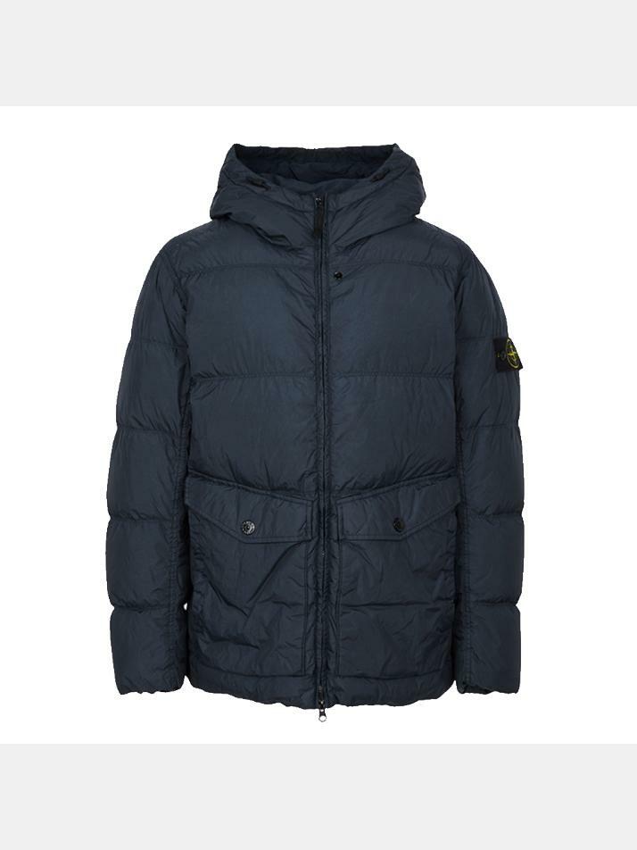 [스톤 아일랜드] 25FW 가먼트다이 크링클 랩스 후드 패딩자켓 네이비 K2S15 4100011 S0A23 V0020