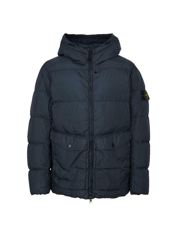 [스톤 아일랜드] 25FW 가먼트다이 크링클 랩스 후드 패딩자켓 네이비 K2S15 4100011 S0A23 V0020