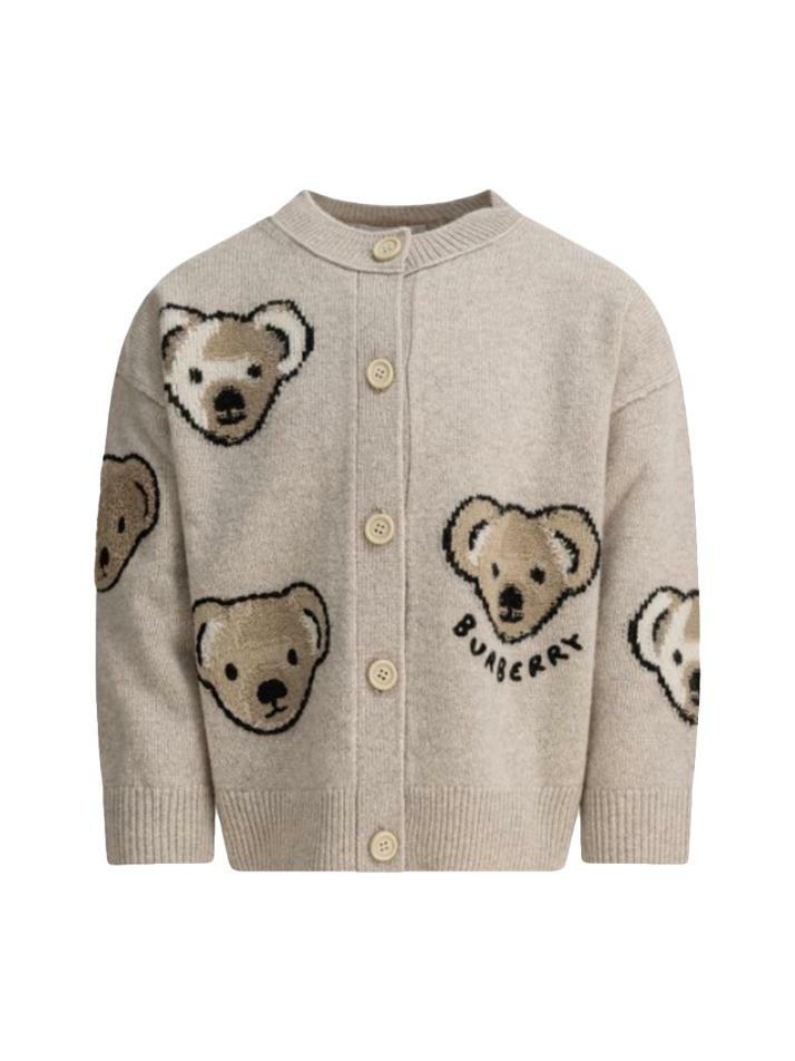 [버버리] 25FW 키즈 베어 패턴 울 가디건 아이보리 8109387
