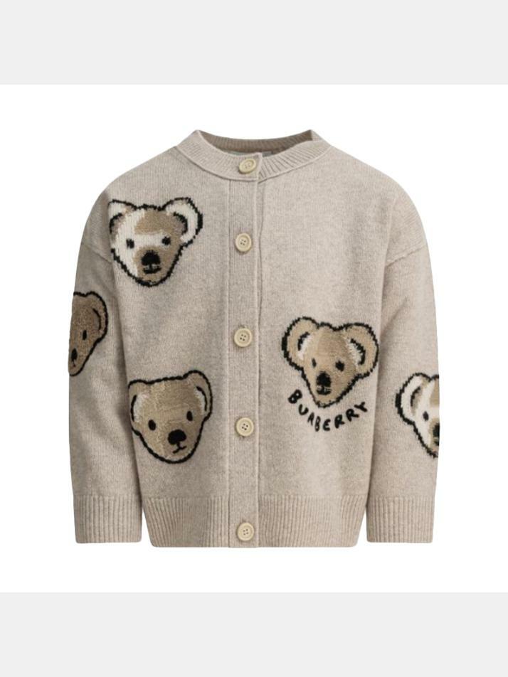 [버버리] 25FW 키즈 베어 패턴 울 가디건 아이보리 8109387
