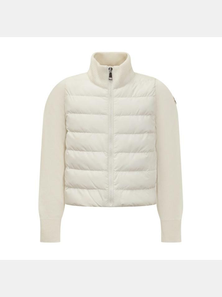 [몽클레어] 25FW 키즈 로고 패치 니트 믹스 패딩자켓 아이보리 K2 954 9B000 02 M1241 035