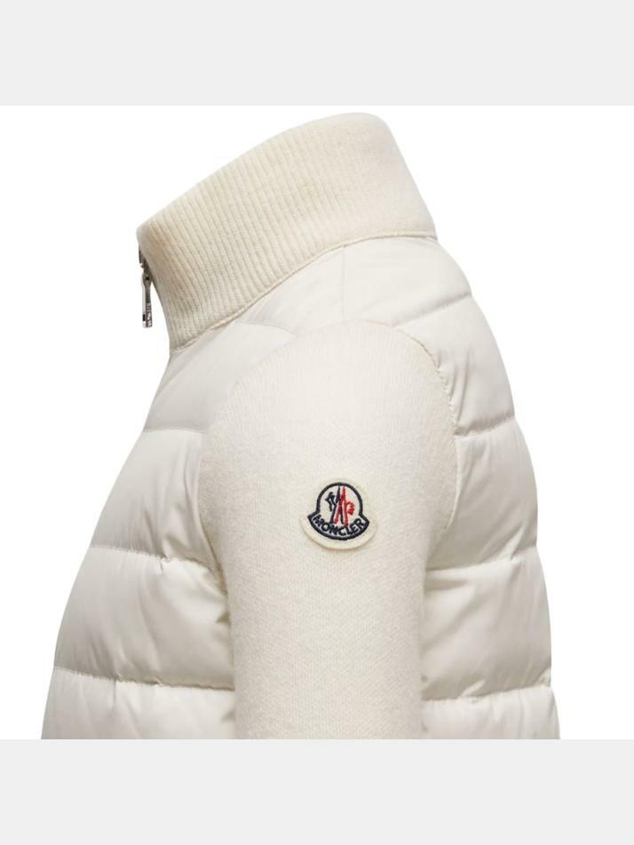 [몽클레어] 25FW 키즈 로고 패치 니트 믹스 패딩자켓 아이보리 K2 954 9B000 02 M1241 035