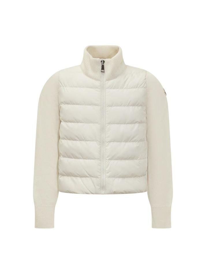 [몽클레어] 25FW 키즈 로고 패치 니트 믹스 패딩자켓 아이보리 K2 954 9B000 02 M1241 035