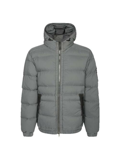 [스톤 아일랜드] 25FW 와펜 심리스 터널 나일론 후드 패딩자켓 그레이 K2S15 4100040 S0028 V006B