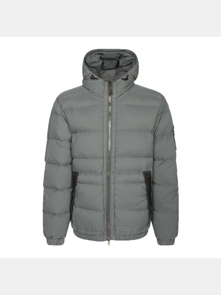 [스톤 아일랜드] 25FW 와펜 심리스 터널 나일론 후드 패딩자켓 그레이 K2S15 4100040 S0028 V006B