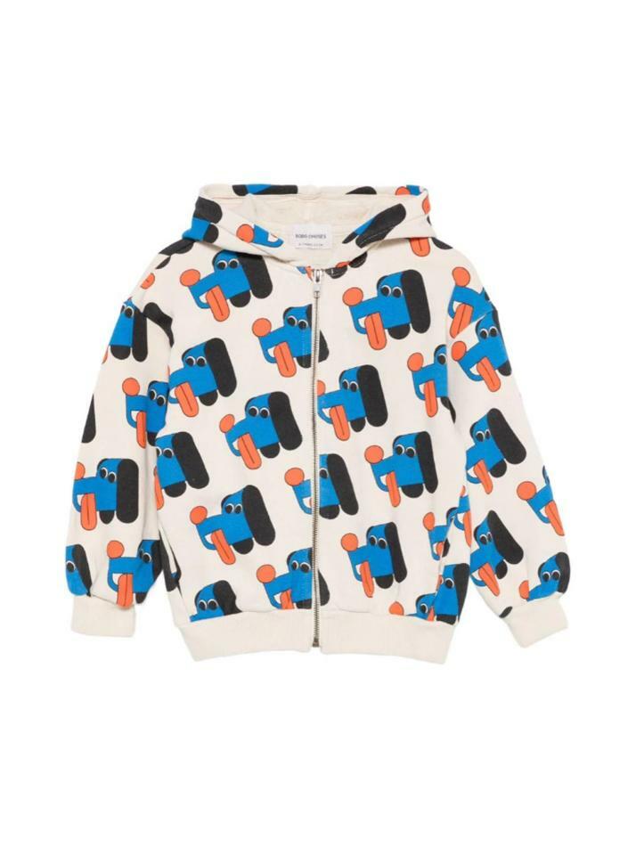 [보보쇼즈] 25FW 키즈 도그 프린트 스웻 후드집업 화이트 B225AC049 199