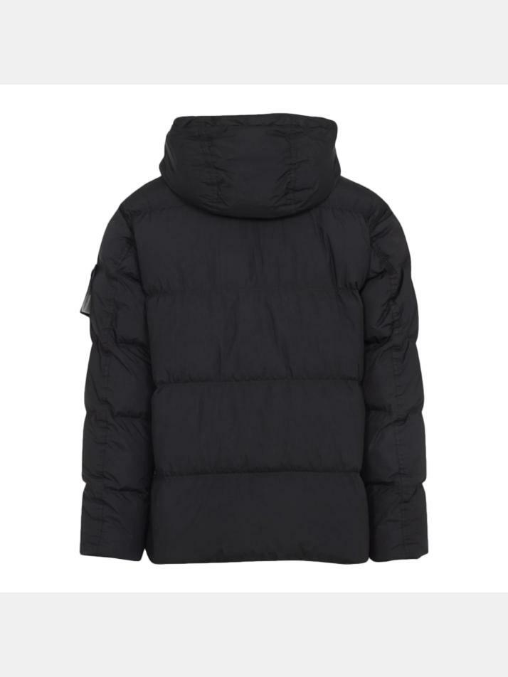 [스톤 아일랜드] 25FW 가먼트다이 크링클 랩스 후드 패딩자켓 블랙 K2S15 4100011 S0A23 V0029