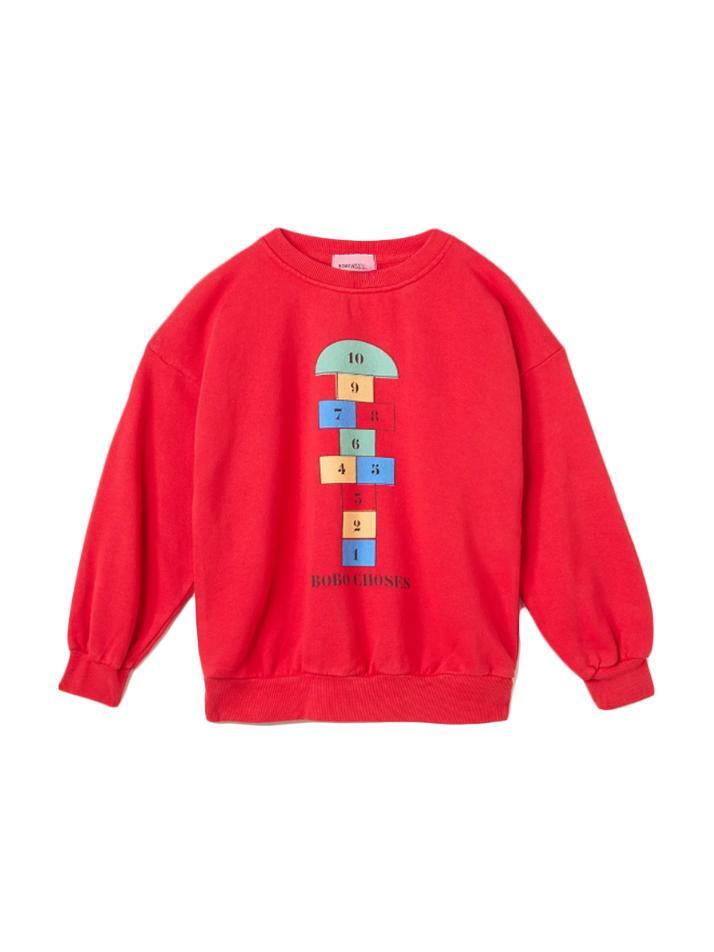 [보보쇼즈] 25FW 키즈 홉스코치 프린트 스웻셔츠 레드 B225AC036 611