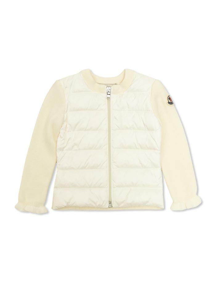 [몽클레어] 25FW 키즈 로고 패치 니트 믹스 패딩자켓 아이보리 9B000 03 M1131 040