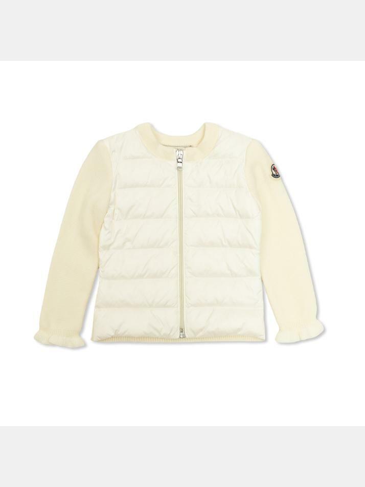 [몽클레어] 25FW 키즈 로고 패치 니트 믹스 패딩자켓 아이보리 9B000 03 M1131 040