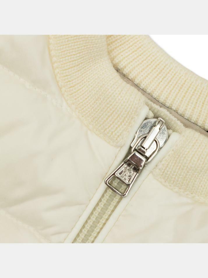 [몽클레어] 25FW 키즈 로고 패치 니트 믹스 패딩자켓 아이보리 9B000 03 M1131 040