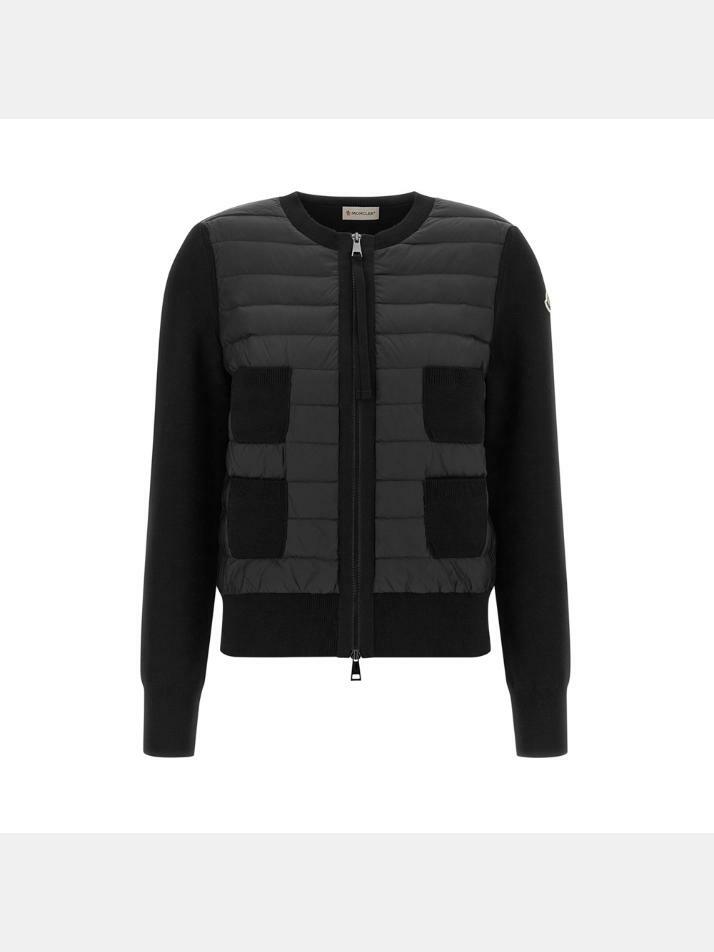 [몽클레어] 25FW 로고 패치 믹스 니트 패딩 자켓 블랙 9B510 00 A9018 999