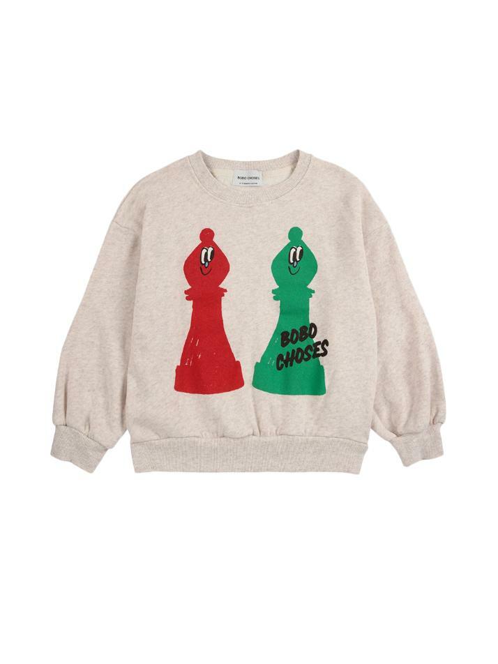 [보보쇼즈] 키즈 체크메이트 맨투맨 오프화이트 B225AC032 199