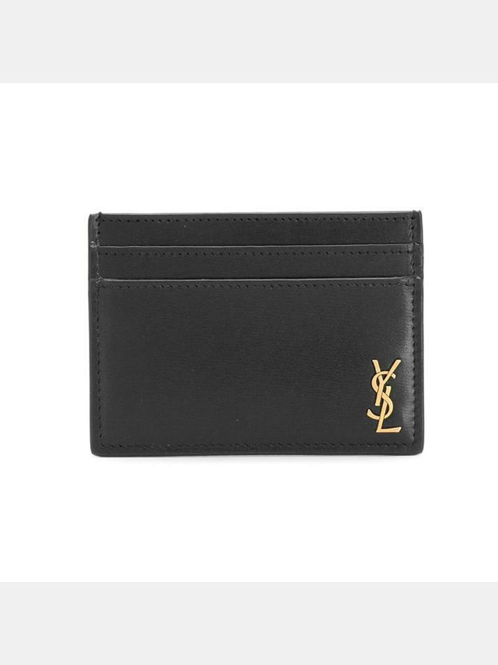 [생로랑] 25FW 금장 카드지갑 블랙 607603 02G0W 1000