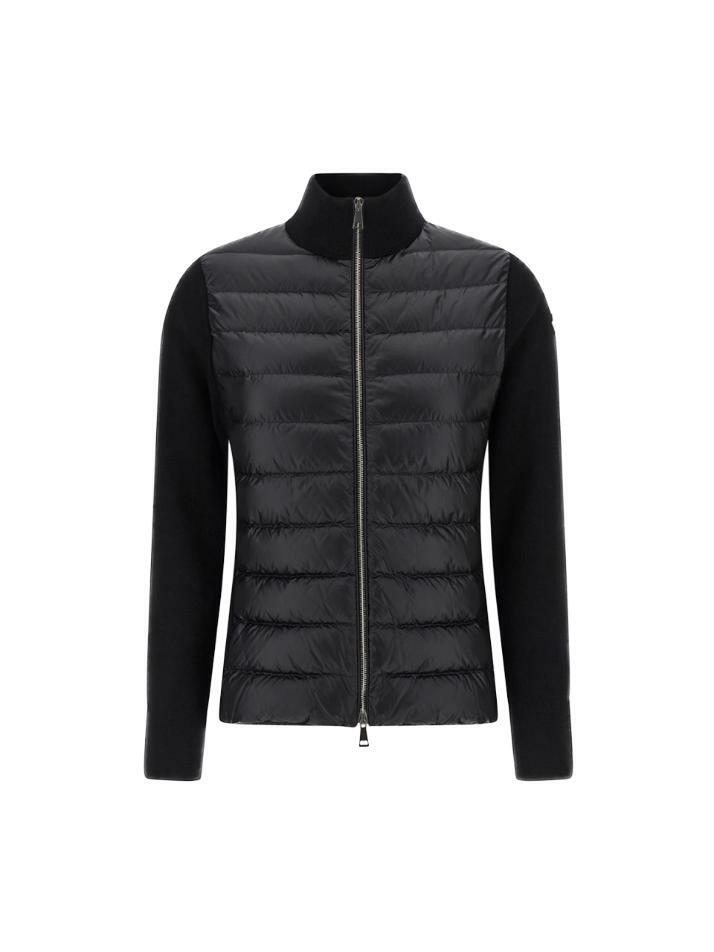 [몽클레어] 25FW 로고 패치 니트 믹스 집업 경량패딩 블랙 K2 093 9B000 23 M1131 999