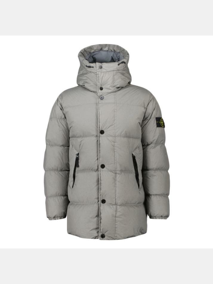 [스톤 아일랜드] 25FW 와펜 가먼트다이 크링클랩스 후드 패딩자켓 그레이 K2S15 4100012 S0A23 V006B